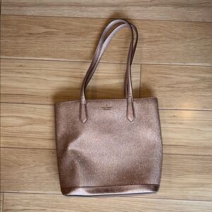 Kate Spade Champagne Gold Tote with Structured Design and Spacious Interior